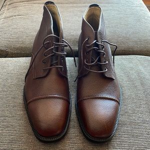 Joseph Abboud Brown Men’s US 12M Leather Italy Chukka Boots Captoe Shoes